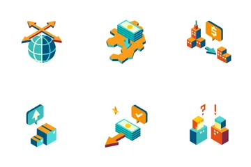 Gestão Internacional Isométrica - Globalização do Livre Comércio Icon Pack