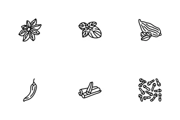 Gewürz Lebensmittel Kraut Blatt Icon Pack