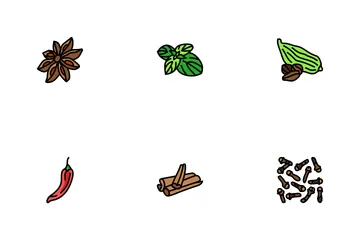 Gewürz Lebensmittel Kraut Blatt Icon Pack