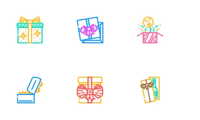 Gift Box Birthday Ribbon Icon Pack