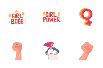 Girl Power Illustration Collection Icon Pack