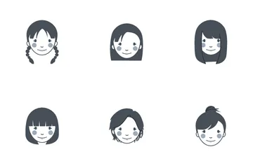 Smiling Girls With Various Hairstyle Icon Pack