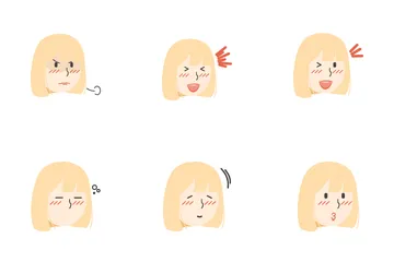 Blonde Hair Girls Facial Expression Icon Pack