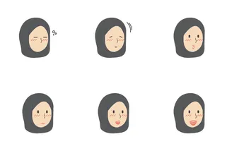 Muslim Hijab Girls Facial Expression