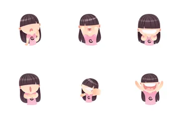 Girls Facial Expression Icon Pack