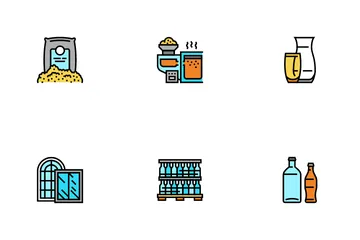 Glass Production Plant Icon Pack