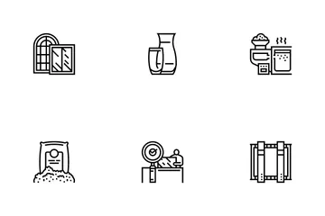 Glass Production Plant Icon Pack