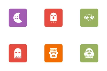 Glifos de Halloween cuadrados redondeados Vol 3 Paquete de Iconos