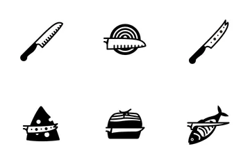 Couteaux de cuisine (glyphe) Icon Pack