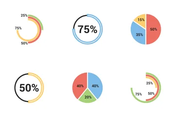 Gráfico circular volumen 1 Paquete de Iconos