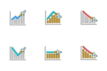 Gráfico del cohete de crecimiento de ventas Paquete de Iconos