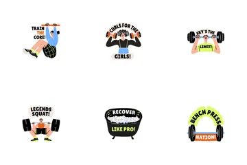 Gym Stickers Collection Icon Pack