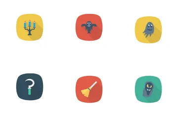 Halloween Flat Circle + Rounded + Shadow  Icon Pack