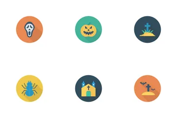 Halloween Flat Circle Shadow Icon Pack