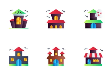 Halloween Haunted House Icon Pack