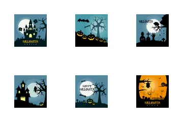 Halloween-Plakatdesign Symbol Pack