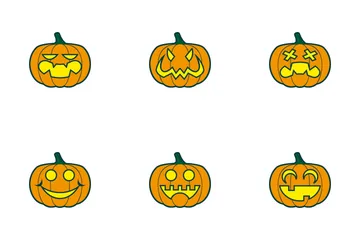 Halloween Pumpkins Color Icon Pack