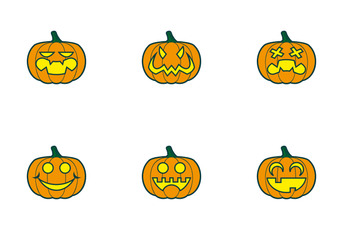 Halloween Pumpkins Color Icon Pack