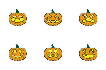 Halloween Pumpkins Color Icon Pack