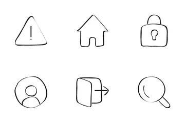 Hand Drawn Sketching Icon Pack
