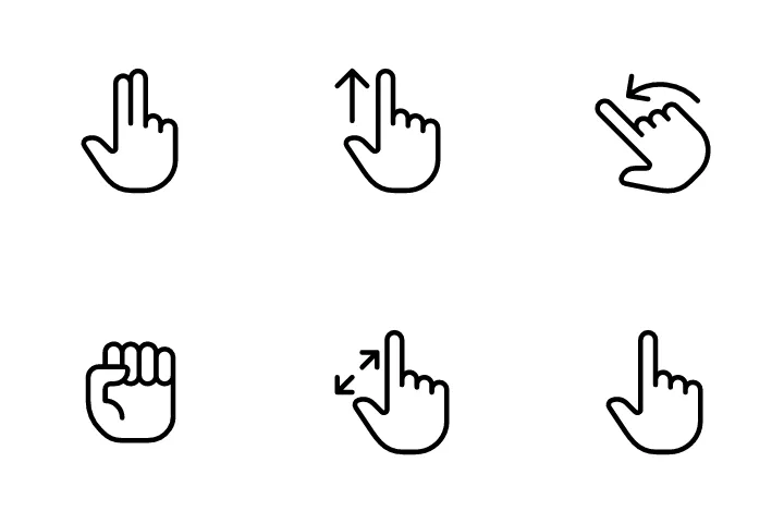 Hand Gestures Icon Pack - 30 Line Sign & Symbols Icons | SVG, PNG, ICO ...