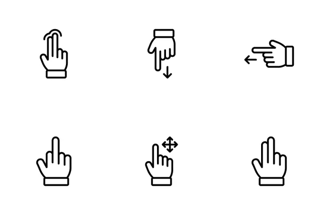 Hand Gestures Icon Pack - 25 Line Sign & Symbols Icons | SVG, PNG, ICO ...