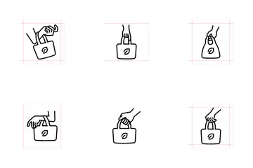 Hand Hold Recycle Bag Icon Pack