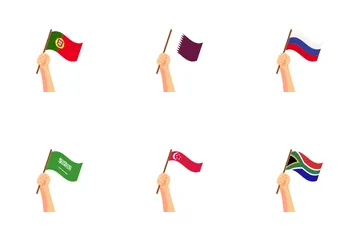 Hand Holding Flag Nation Icon Pack