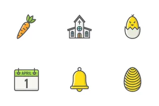 Happy Easter Filled Outline Icons