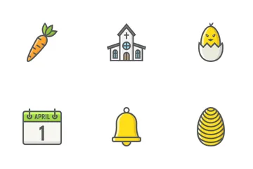 Happy Easter Filled Outline Icons Icon Pack