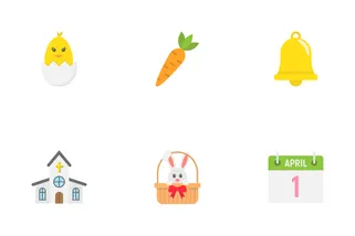Happy Easter Flat Icons