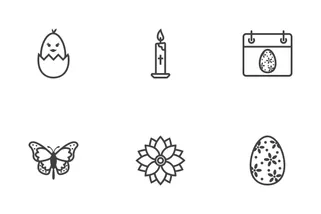 Happy Easter Line Icons