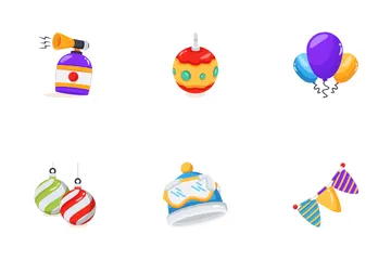 Happy New Year And Christmas Icon Pack