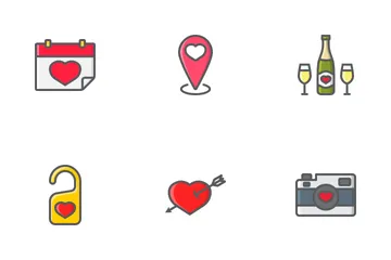Happy Valentines Day Filled Outline Icons Icon Pack