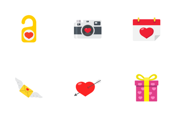 Happy Valentines Day Flat Icons Icon Pack
