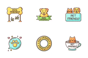 Schilder mit der Aufschrift „Haustierfreundlich“ Icon Pack