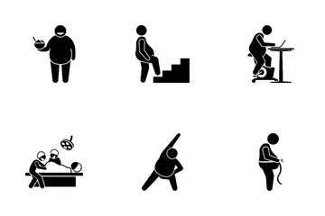 Healthy Lifestyle Fat Man Icon Pack