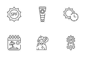 Heatstroke And Protection Icon Pack