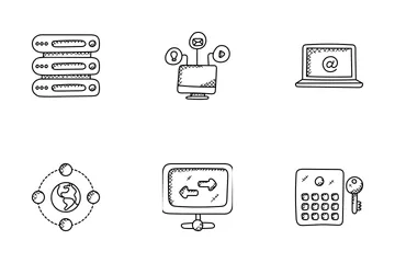 Icônes de Doodle d'hébergement Web Icon Pack