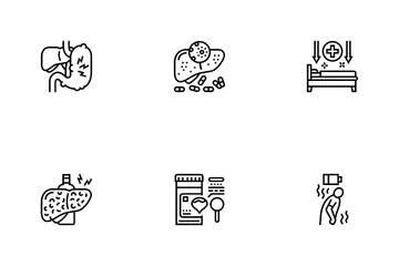 Hepatitis Liver Health Problem Icon Pack