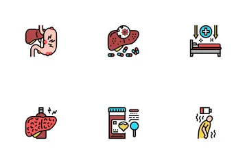 Hepatitis Liver Health Problem Icon Pack