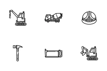 Esquema de herramientas de construcción: equipo de capataz Paquete de Iconos