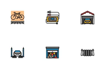 Herramientas de almacenamiento para garaje Paquete de Iconos