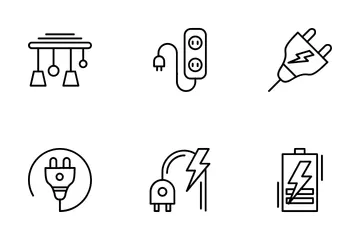 Herramientas y elementos eléctricos Paquete de Iconos