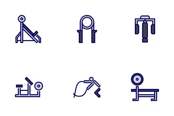 (Herramienta y equipo de gimnasio) Paquete de Iconos