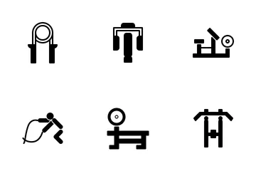 (Herramienta y equipo de gimnasio) Paquete de Iconos