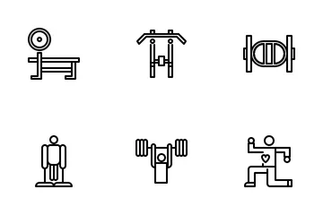 (Herramienta y equipo de gimnasio) Paquete de Iconos