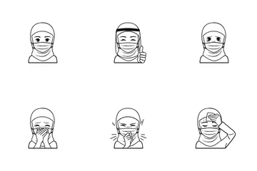 Fille en hijab - Masque Pack d'Icônes