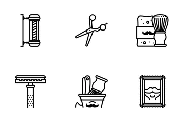 Hipster Barber Shop (outline) Icon Pack