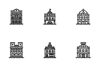 Historical City Centre Outline Icon Pack